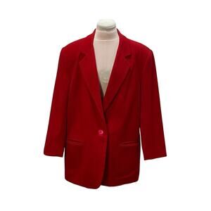VINTAGE Block Island Petites by Marina Pappas 100% Pure Wool Sz 14 Blazer Jacket
